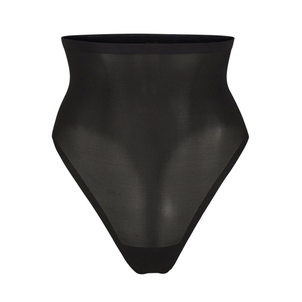 NWT SKIMS SHEER SCULPT HIGH WAIST THONG ONYX BLACK MEDIUM